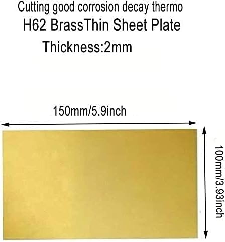 Hengencyuu месинг плоча бакарна листока фолија H62 метал метал тенок лист фолија плоча со метал рактикст 2мм 1 парчиња месинг плоча