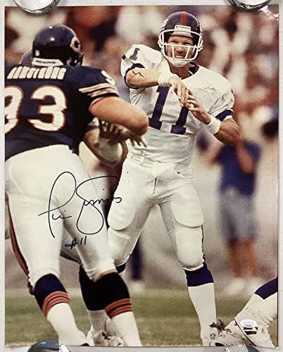 Фил Симс потпиша фотографија 16x20 Фудбал NY Giants Quarterback QB Autograph JSA - автограмирани фотографии во НФЛ