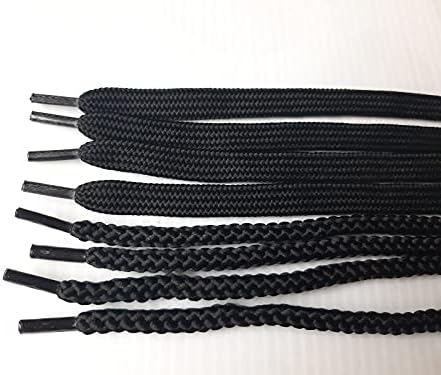 4 парчиња црни рамни кабелски кабели за замена на кабелот - 55 инчи црни за качулка, џемпери, џемпери, шорцеви, вежби за панталони, јакни,