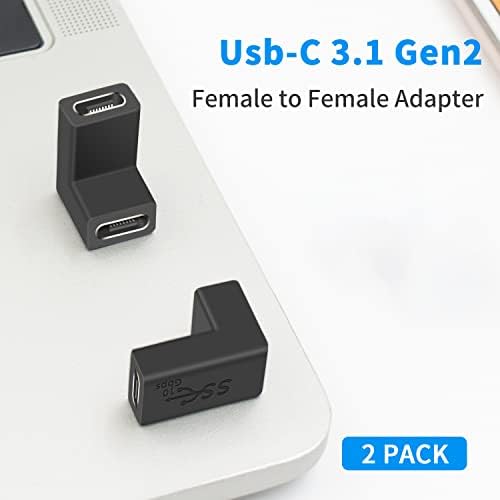 Duttek USB C женски до женски адаптер, 10GBBPS USB C спојувач адаптер, 90 степени USB 3.1 USB 3.1 ВИСТИНСК