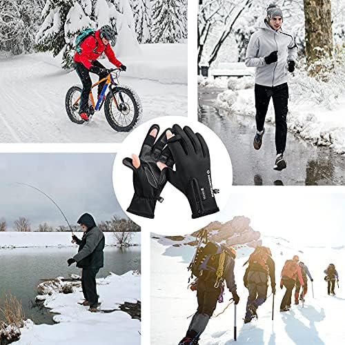 Лсама Зимски Велосипедски Ракавици, 2-Риболов Без Прсти Возење Мотоцикл Одење Возење Лов Спортски Ракавици, Анти-Лизгање Пешачење Качување Голф Стрелање Тренингот