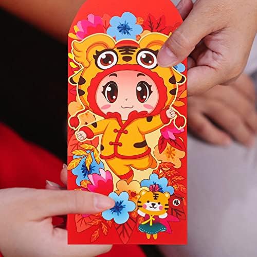 ПРЕТИЗУМ Детски Подароци 12 парчиња Кинески Црвен Џеб 2022 Година Година На Нова Година Хонг Бао Пролетен Фестивал Црвен Плик Среќни Пари Торби