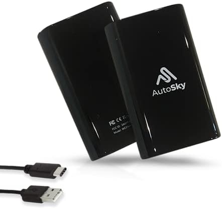 Autosky безжичен адаптер за Android Auto - најновиот 2 во 1 CarPlay безжичен адаптер и Android Auto Wireless Adapter, iOS и Android,
