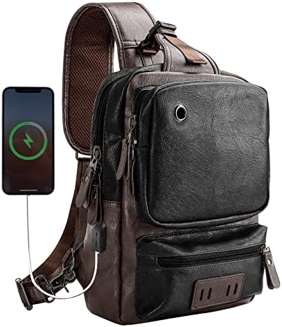 Мал ранец на ранец на рачен крст на ранец, гроздобер пун -кожен случај, секојдневен ден со USB полнач за мажи за мажи жени