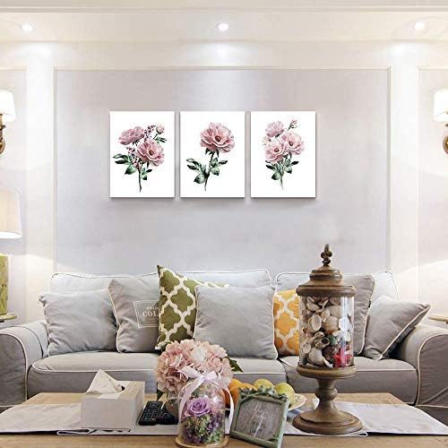 кујнски wallидни уметнички дела за декорација на спална соба платно wallидна уметност за дневна соба, 3 парчиња бања wallид декор розови