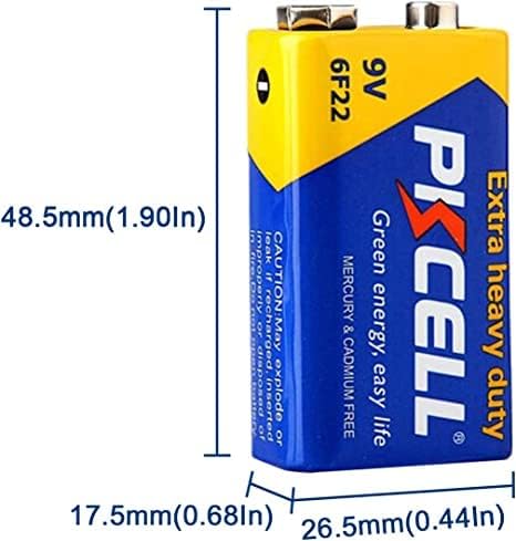 PKCELL 1-Брои 9 Волти Батерии, Јаглерод 9V Батерија 6F22 ЗА Детектори За Чад, Ултра Долготрајна 9v Батерија