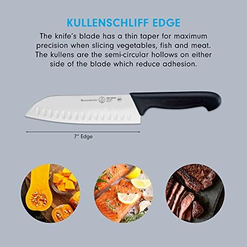 MesserMeister Pro Series 7 ”Kullenschliff Santoku Nife - Нож на јапонски готвач - германски X50 не'рѓосувачки челик и рачка
