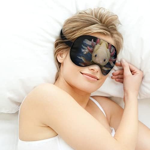 Axolotl на темна маска за спиење мека маска за очи за очи со прилагодлива лента за мажи жени