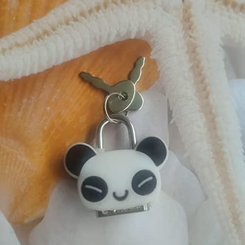 Симпатична панда за заклучување на панда со клучеви за куфери за накит кутија чанта, цртан филм животински мини катанец за безбедносно