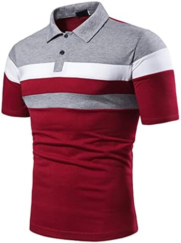 NYYBW Машка Поло кошула Краток ракав - кошули со тркалезна врата, обична боја блок тениска маица редовна модна дизајнирана маичка