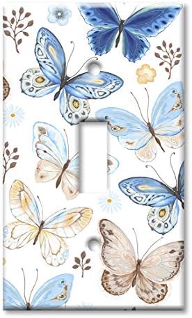 Уметнички плочи над капакот на излезот - Преголема плоча за прекинувачи на излез - Фула за сина и тен пеперутка