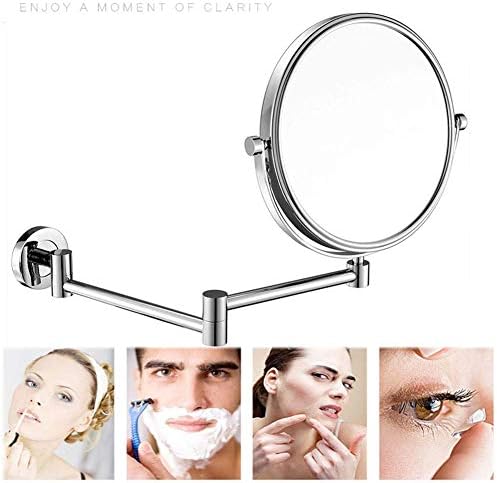 8-инчен wallиден монтиран шминка огледало, премиум двострана бања суета огледало со зголемување, вртење од 360 степени, растителна