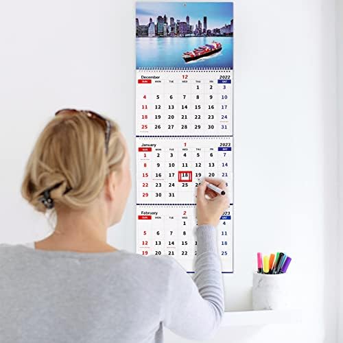 Wallапреј 2023 Ѕиден Календар Голем Календар 2023 Месечен Ѕид 3 Месечен Календар 2023 Вертикален Календар, 36 х 13, декември 2022-јануари