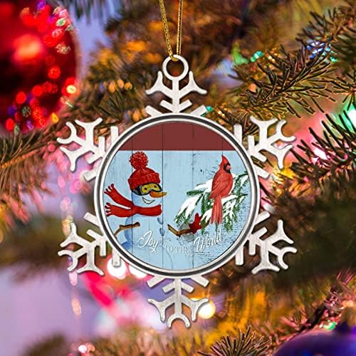 Радост на светот метална снегулка новогодишна елка што виси украс Француски гроздобер црвена птица Божиќ украс за деца снежни божиќни