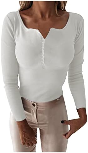 Женски џемпер 2022 копче со долг ракав, обична цврста маичка маица врвови на блузи, пролетни џемпери за 2023 година