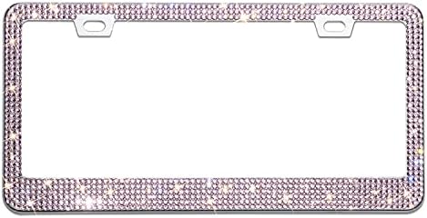 Рамка за регистарска табличка со Rhinestone Rhinestone за жени, Sparkly Relecter Plate Rmame | Рамки од не'рѓосувачки челик и над 1200 парчиња