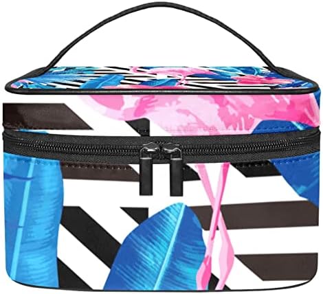 торба за Шминка за Патување јојоамој, Голема Козметичка Торба Со Ленти Од Џунгла Фламинго Организатор За Шминка Мултифункционални Торби