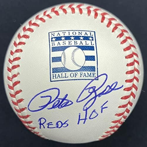 Пит Роуз Редс Хоф Го Потпиша Логото На Куќата На Славните Бејзбол ЈСА Сведок-Бејзбол Со Автограм