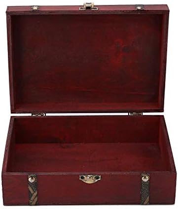 Кутија за богатство, Гроздобер Дрвена Кутија За Складирање Накит Со Метална Брава, Ретро Античка Рачно Изработена Кутија За Подароци