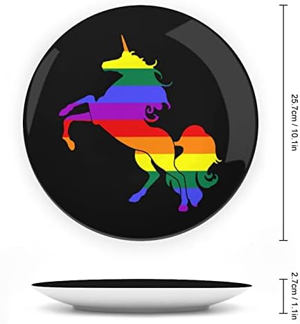 Геј гордост ЛГБТ еднорог коска Кина Декоративна чинија Керамички плочи занает со приказ за украси за домашна канцеларија