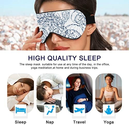 Унисекс спиење маска за очи сатен-фини-сино-уметност ноќ за спиење маска удобно покритие за сенка за спиење на очите