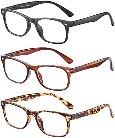 Laoshouxin 3-Пакет TR90 Читање Очила Сина Светлина Блокирање Со Пролет Шарка, Читателите За Жени Мажи Анти Отсјај Филтер Лесни Очила
