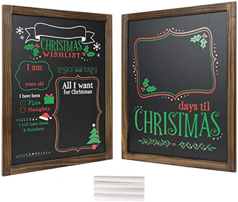 Ексело глобални производи Дрвена креда од табла 13 на 17 во фото рамка Божиќна декорација со бели креда, верзија 1, сет од 2 табли