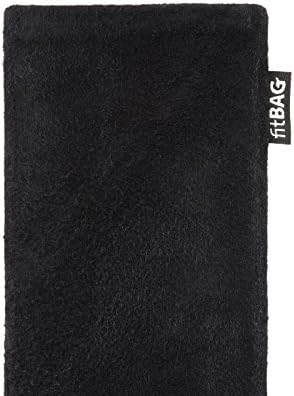 Fitbag Fusion Black/Black Custom Taivered ракав за ZTE Blade A452. Торбичка за мешавина од кожа Nappa/Suede со интегрирана постава