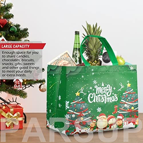 24 ПАРЧИЊА Божиќни Торби За Намирници За Повеќекратна Употреба, Торби За Божиќни Торби Со Рачки, Торби За Божиќни Задоволства,