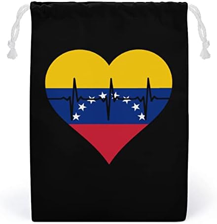 Љубов Венецуела Чукање На Срцето Платно Торба За Складирање Торба За Влечење За Повеќекратна Употреба Торбичка Торбичка Торба За Намирници