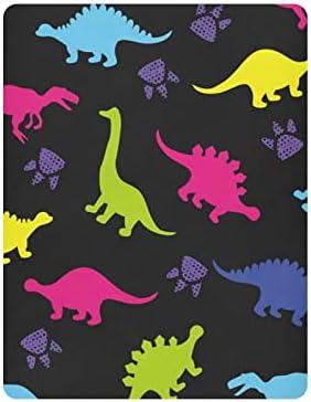 Алаза диносаурус печати за печатење на животински креветчиња опремени листови за басинет за момчиња бебе девојчиња дете, стандардна големина 52 x 28 инчи
