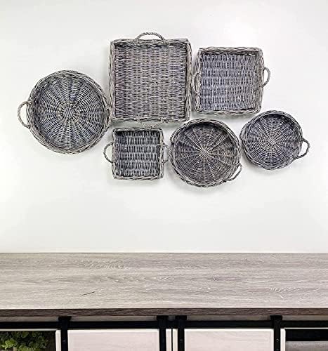 Аулдхом Рустикален фиоки за корпи за врба, сет од 3; Природни плетени декоративни фиоки за фарма
