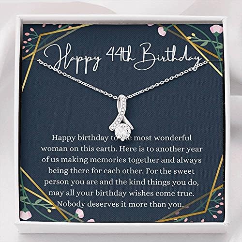 Накит за картички за пораки, рачно изработено ѓердан- Персонализиран подарок Петит лента, среќен 44-ти роденденски ѓердан со
