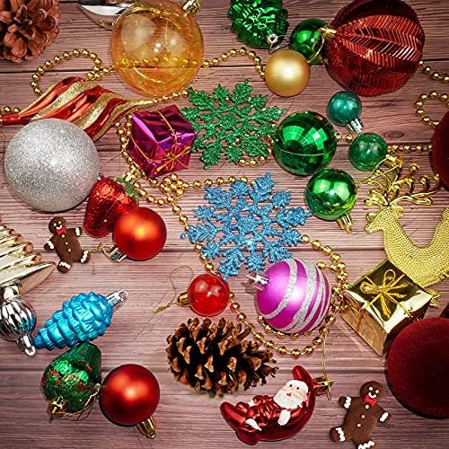 Божиќни топчиња украси, 60-70 парчиња повеќе бои украси за новогодишни елки, украси за новогодишни елки за декорација на венчавки на фестивал