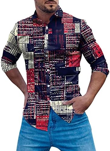 Атлетски носат сет за мажи модна лежерна лента во боја блок за спојување на лапчиња манжетни со долг ракав кошула со долг ракав