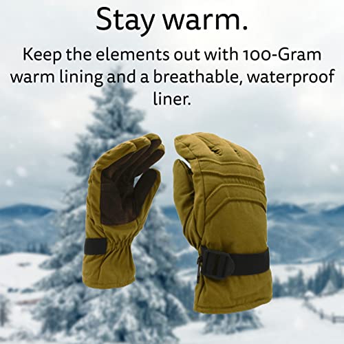 Водоотпорни нараквици Кордова 40814 за ладно време, скијачки нараквици од ткаенина, кожна дланка, прилагодлива лента за зглобот, топла 100-грама