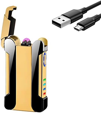 Yozwoo Electric Creative Creative Double Arc Windproof полесен со проекција, полесен плазма Полес Полесниот USB полесен со индикатор