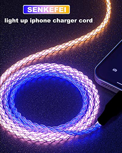 Осветлете го кабелот за полнач за iPhone - Сертифициран MFI Сертифициран Apple RGB LED за полнење со предводен кабел.