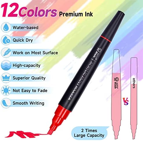 Ајде да смориме 12 бои акрилни маркери за боја, 3 совети за повеќенаменски и високо-капацитет акрилни пенкала, совршени резерви