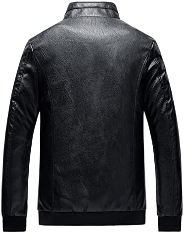 Maiyifu-GJ машки штанд јака кожа бомбаш јакна лесна кожна кожна мотоцикл јакни тенок фит патент на велосипед палто