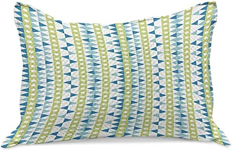 Ambesonne модерен плетен ватенка перница, геометриска илустрација поставена вертикално на обична позадина, стандардна обвивка за