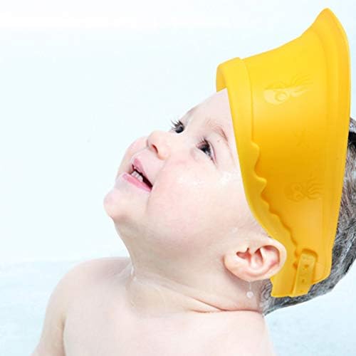 Детски капачиња за бебиња за миење на косата за миење на косата, силиконски капаче за туширање за капење на уво, жолто новороденче