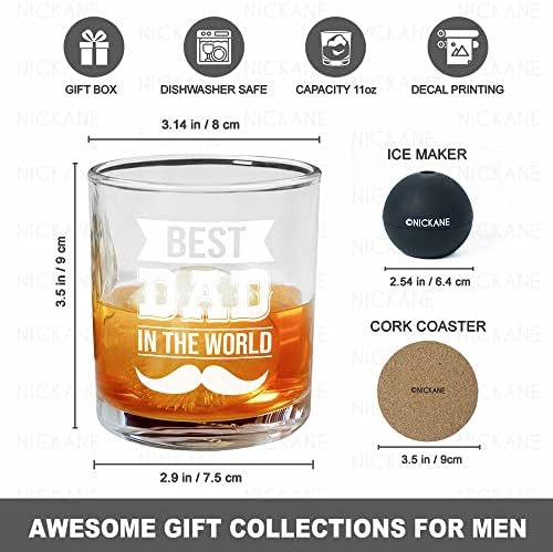 Никан Виски Стакло 11oz - Старомодни Очила Подароци За Мажи | Најдобар Татко Во Светот Смешни Виски Очила | Божиќ, Роденден, Денот На Таткото
