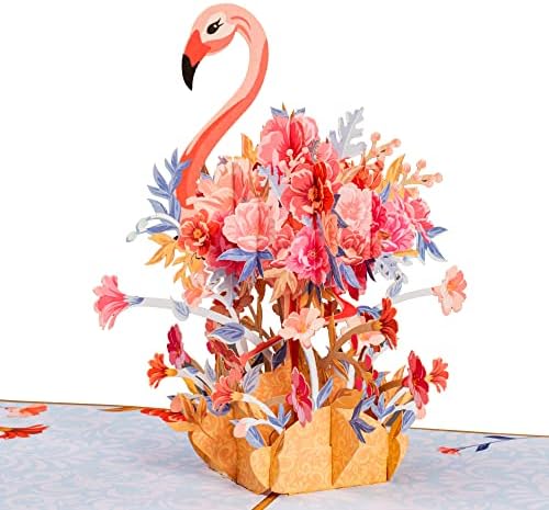 Frndly By Paper Love, 3D Floral Flamingo Pop Up Card, за сите прилика, Денот на мајките, Денот на вinesубените, годишнината,