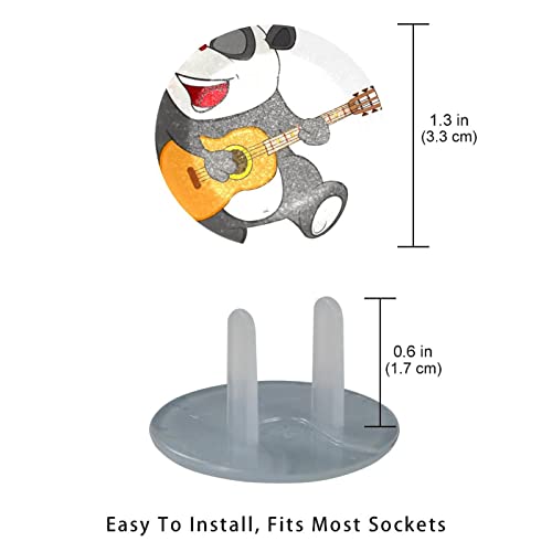 Панда гитара бел излез опфаќа декоративни приклучоци за приклучок за бебиња 24 пакувања, приклучоци за безбедност на бебиња, покрити