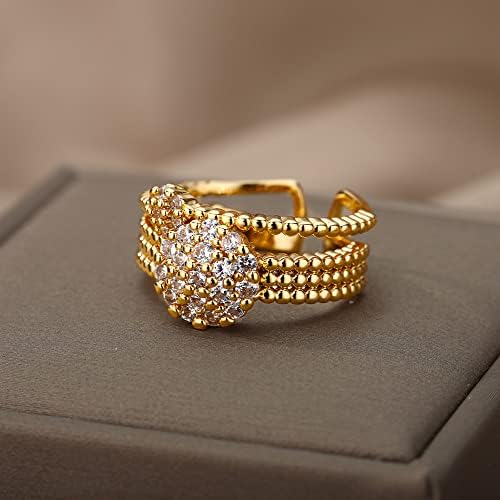 Ојлма циркон круг Отворени прстени за жени кристално злато прсти прилагодлив прстен за венчавки за в Valentубените накит-89950