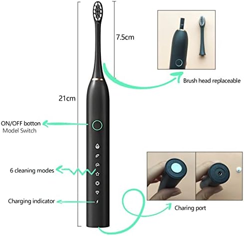 Електрична четка за заби Gosuguu- 8 глави на четкички паметни 6-брзински тајмер електрична четка за заби IPX7 водоотпорна електрична четка за