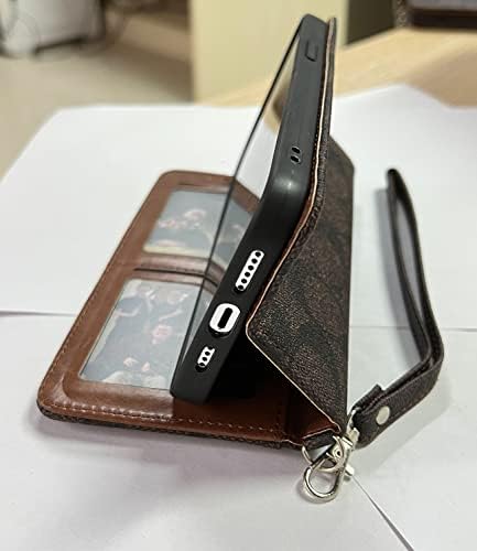 Dugecey луксузни паричник случај за iPhone 13 Pro Max, кожа класичен Модел Магнетни Флип Случај Со Рачниот Зглоб И Премија Корективни
