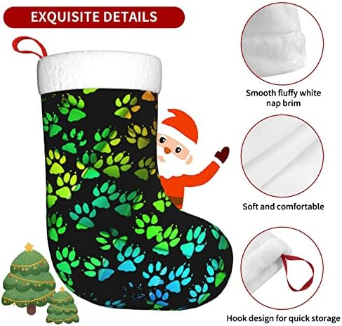 Божиќни чорапи за божиќни шарени калифорниски мечки канџи двострана камин што виси чорапи