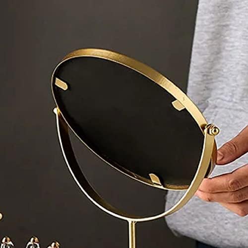 Amayyahzj Vanity Mirror 1pc Козметичко огледало метал злато домашен десктоп плоштад во огледало Козметичко огледало златно